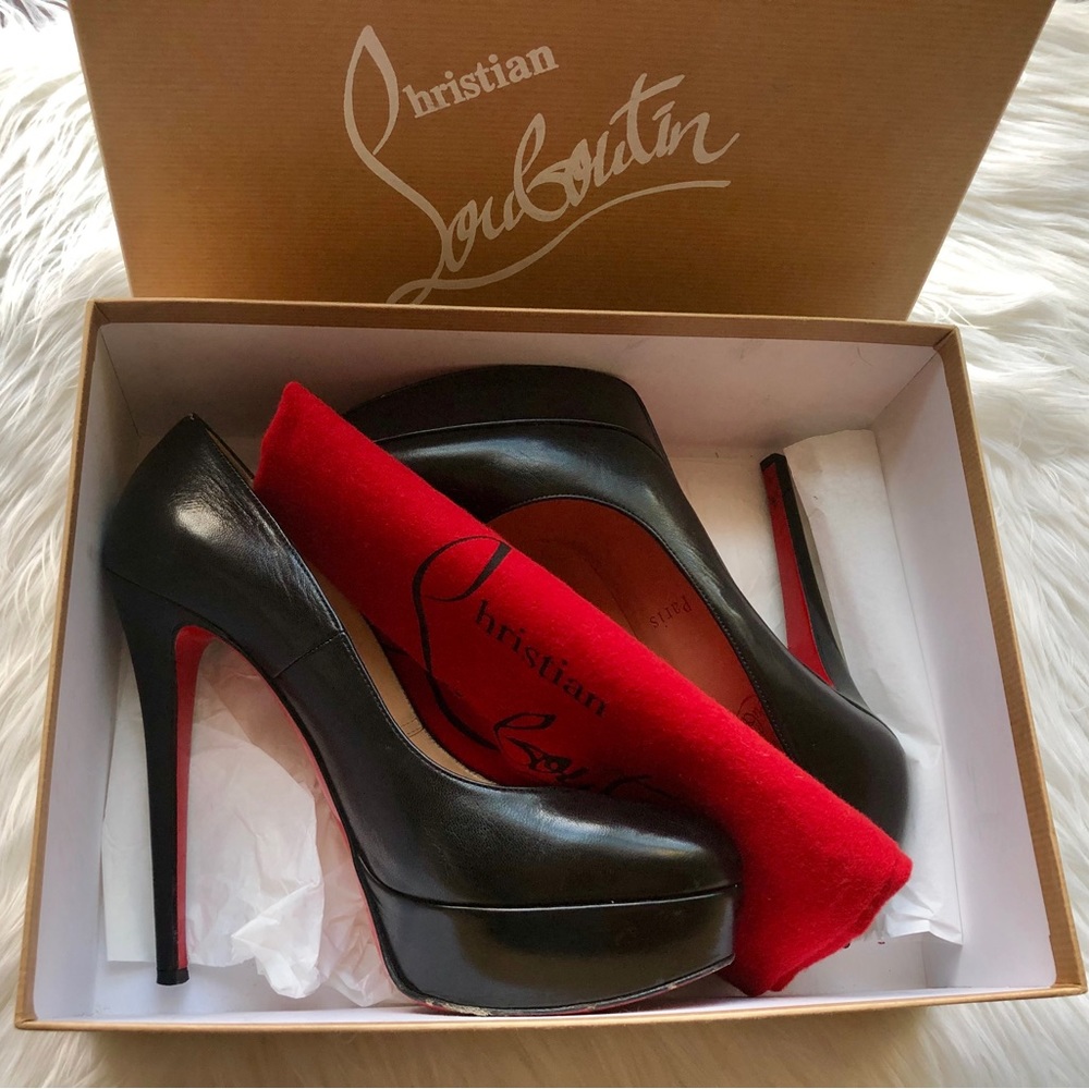 Christian Louboutin Bianca 140 Black Leather Pump | EU 38, US 7.5